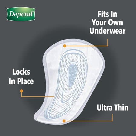 Picture of Depend Men's Shield Incontinence Pads, Light Absorbency, 58ct