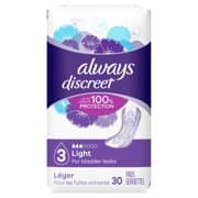 Picture of Always Discreet Women's Discreet Incontinence Pads, Light Absorbency, 30ct