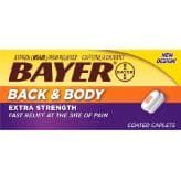 Picture of Bayer Back and Body Extra Strength Aspirin 500mg, Aspirin Plus 32.5 mg Caffeine Pain Reliever, Powerful Back and Body Pain Relief, 100 Coated Caplets