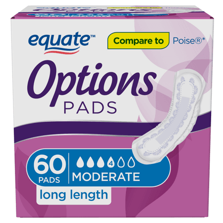 Picture of Equate Options Women's Incontinence Pads, Long Length (60 Count)