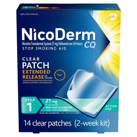 Picture of Nicoderm CQ Step 1 Stop Smoking Aid Nicotine Extended-Release Patches, 21mg, 14ct