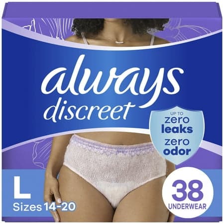 Picture of Always Discreet Adult Incontinence Underwear for Women, Size L, 38 CT