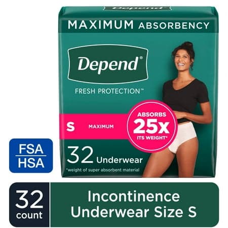 Picture of Depend Fresh Protection Incontinence Underwear for Women, Adult Diapers, S, 32 Count