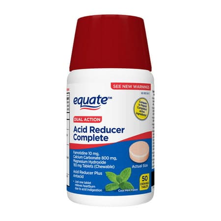 Picture of Equate Dual-Action Acid Reducer Complete, Mint Chewable Tablets, 50 Count