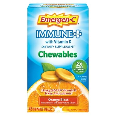 Picture of Emergen-C Immune+ Vitamin C Chewables for Immune Support, Orange Blast, 42 Ct