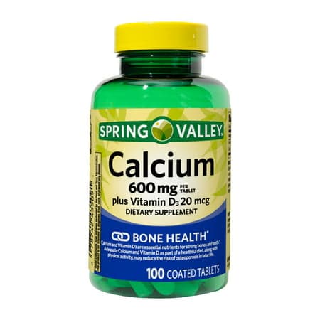 Picture of Spring Valley Calcium Plus Vitamin D Tablets Dietary Supplement, 600 mg, 100 Count