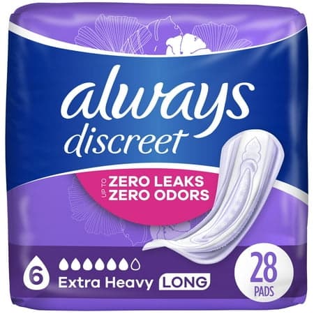 Picture of Always Discreet Extra Heavy Long Incontinence Pads, 28 Count