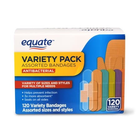 Picture of Equate Antibacterial Assorted Bandages Variety Pack, 120 Count