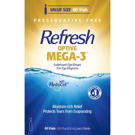 Picture of Refresh Optive Mega-3 Lubricant Eye Drops, Preservative-Free, 0.010fl oz, 60ct
