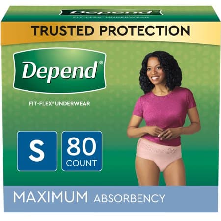 Picture of Depend FIT-FLEX Adult Incontinence Underwear for Women, Maximum Absorbency, Blush, Small, 80 Count