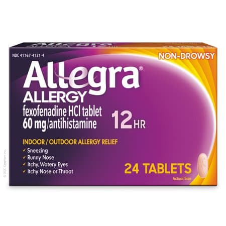 Picture of Allegra Adult 12HR Tablet (24 Ct, 60 mg), Allergy Relief