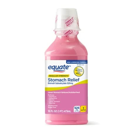 Picture of Equate Regular Strength Upset Stomach Relief Bismuth Subsalicylate Liquid, 525mg, 16fl oz