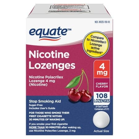 Picture of Equate Nicotine Lozenge, 4 mg (Nicotine), Cherry Flavor, 108 Count, Compare to Nicorette Lozenge Active Ingredient