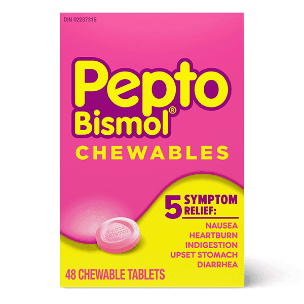 Picture of Pepto Bismol Chewable Tablets 5 Digestive Health Symptom Relief, Original Flavor 48 Count