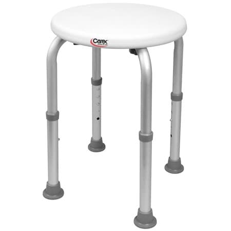 Picture of Carex Compact Round Shower Stool for Bathtub and Small Shouwers, with Adjustable Height Legs