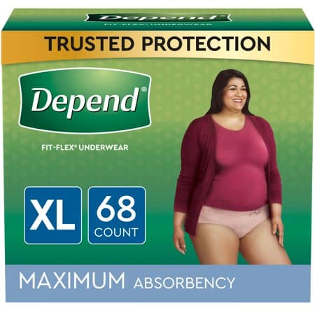 Picture of Depend Women's Fresh Protection Incontinence Underwear, Maximum Absorbency, XL, 68ct, Blush