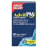 Picture of Advil PM (80 Count) Pain Reliever / Nighttime Sleep Aid Liquid Filled Capsule, 200mg Ibuprofen, 38mg Diphenhydramine
