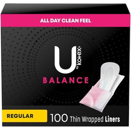 Picture of U by Kotex Balance Daily Wrapped Panty Liners, Light Absorbency, Regular Length, 100 Count