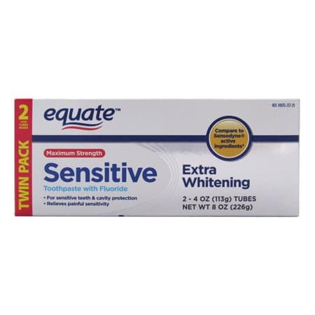 Picture of Equate Maximum Strength Sensitive Toothpaste with Fluoride, Extra Whitening, 4 oz.