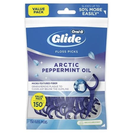 Picture of Oral-B Glide Peppermint Dental Floss Picks with Arctic Peppermint Oil Flavor, 150 Picks
