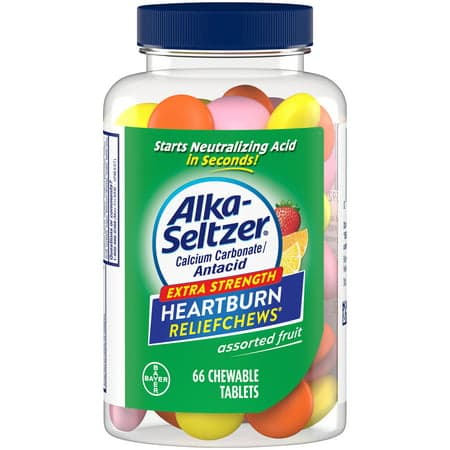 Picture of Alka Seltzer Heartburn Relief + Antacid Chews, Assorted Fruit 66 Count