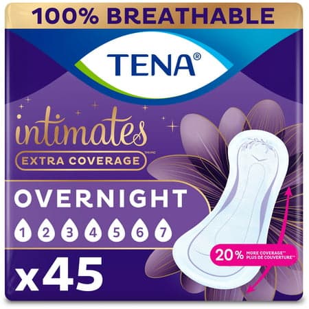 Picture of Tena Intimates Extra Coverage Overnight Incontinence Pads, 45 Count