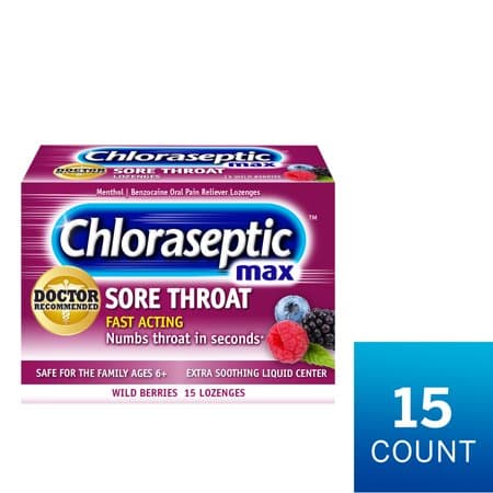 Picture of Chloraseptic Maximum Strength Sore Throat Lozenges, Wild Berries, 15ct