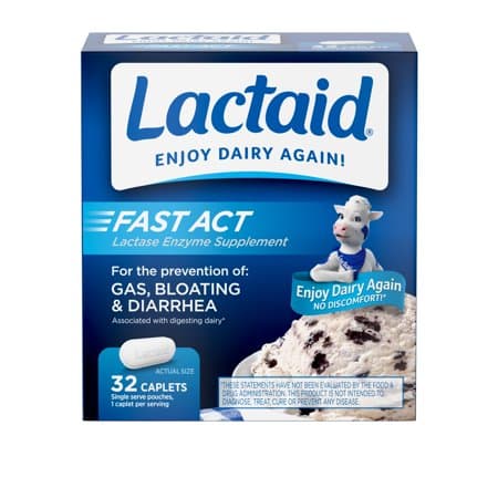 Picture of Lactaid Fast Act Lactose Intolerance Caplets, 32 Travel Packs of 1-ct.