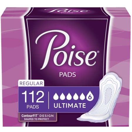 Picture of Poise incontinence pads, ultimate absorbency, regular length, 112 count (2 packs of 56)