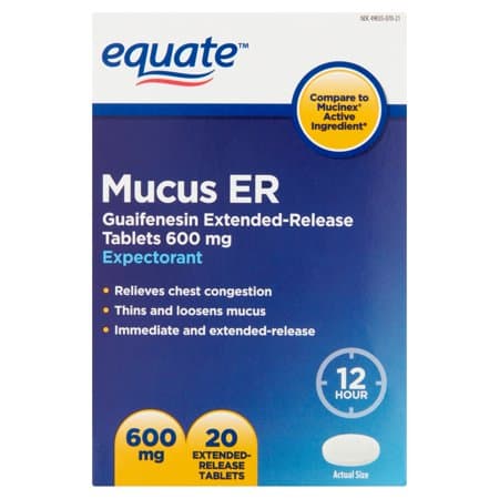 Picture of Equate Mucus ER Guaifenesin Extended-Release Tablets, 600mg, 20ct
