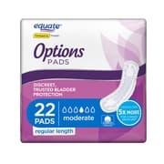 Picture of Equate Options Incontinence Pads for Women, Moderate, Regular, 22 Count