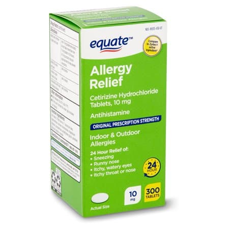 Picture of Equate Allergy Relief Cetirizine Hydrochloride Tablets, 10mg, 300ct