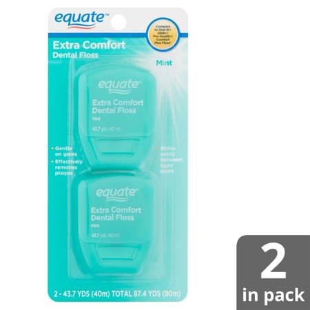 Picture of Equate 2pk Extra Comfort Dental Floss, Mint, 40m