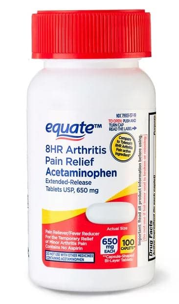 Picture of Equate 8hr Pain Relief Acetaminophen Extended-Release Caplets, 650mg, 100ct