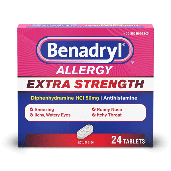 Picture of Benadryl Extra Strength Antihistamine Allergy Relief Tablets, 24 Count
