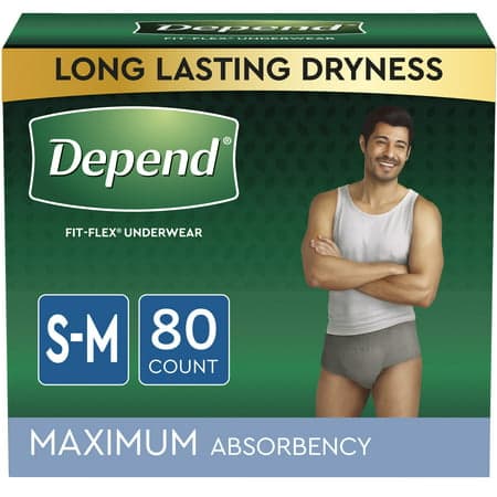 Picture of Depend Men's Fresh Protection Incontinence Underwear, Maximum Absorbency, S/M, 80ct, Gray